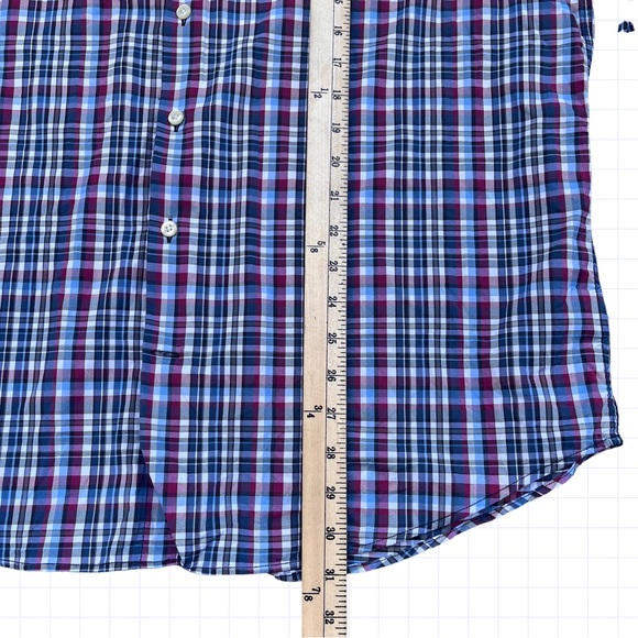 Peter Millar Summer Comfort Shirt Men X-Large Blue Plaid Long Sleeve Button Down - Picture 4 of 5